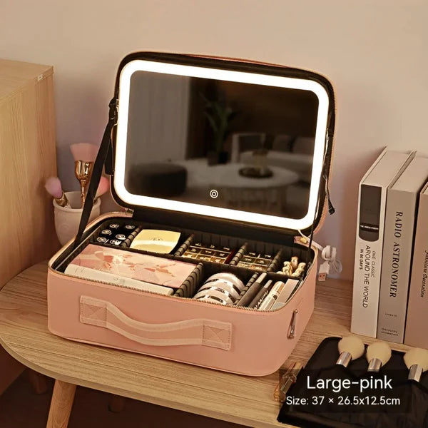 Pearlslashes™ Lit-Mirror Vanity Case